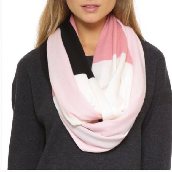 kate spade pink black white stripe infinity scarf